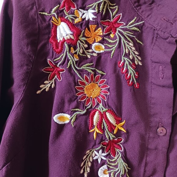 Purple/Maroon Embroidered shirt dress - Picture 8 of 8
